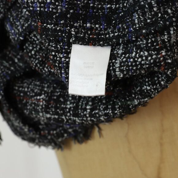 GREYLIN Tati Tweed Fringe Top XS Black Short Sleeve Crewneck Button Back EUC B32 - Picture 6 of 6